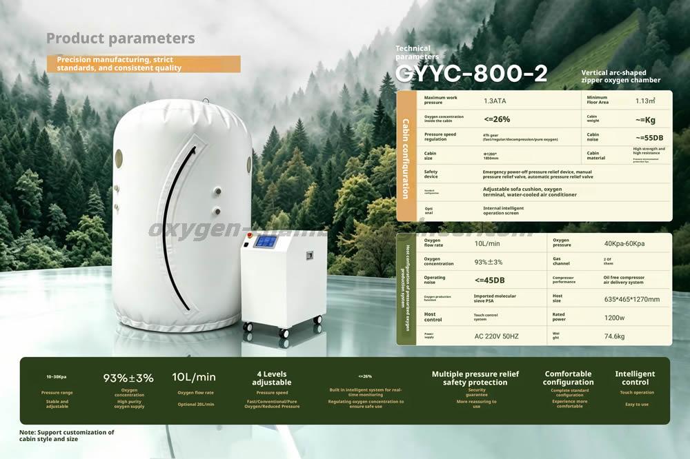 GYYC-800-2 vertical fox shaped soft micro hyperbaric oxygen chamber