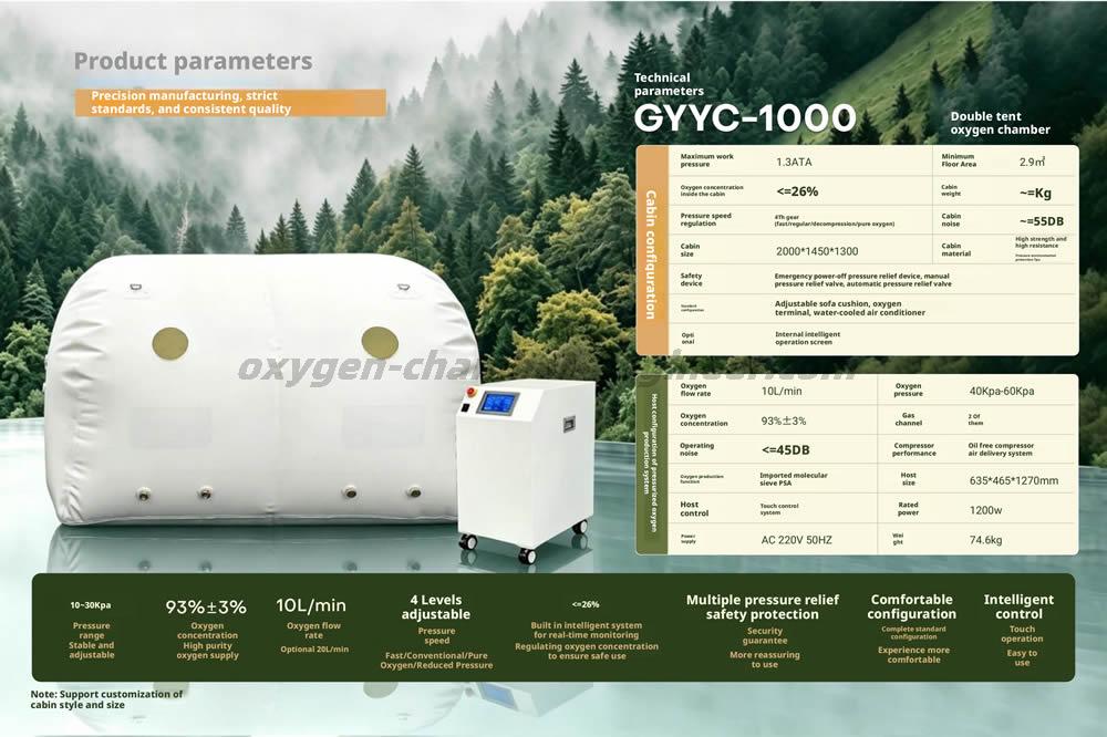 GYYC-1000 double canopy soft micro hyperbaric oxygen chamber