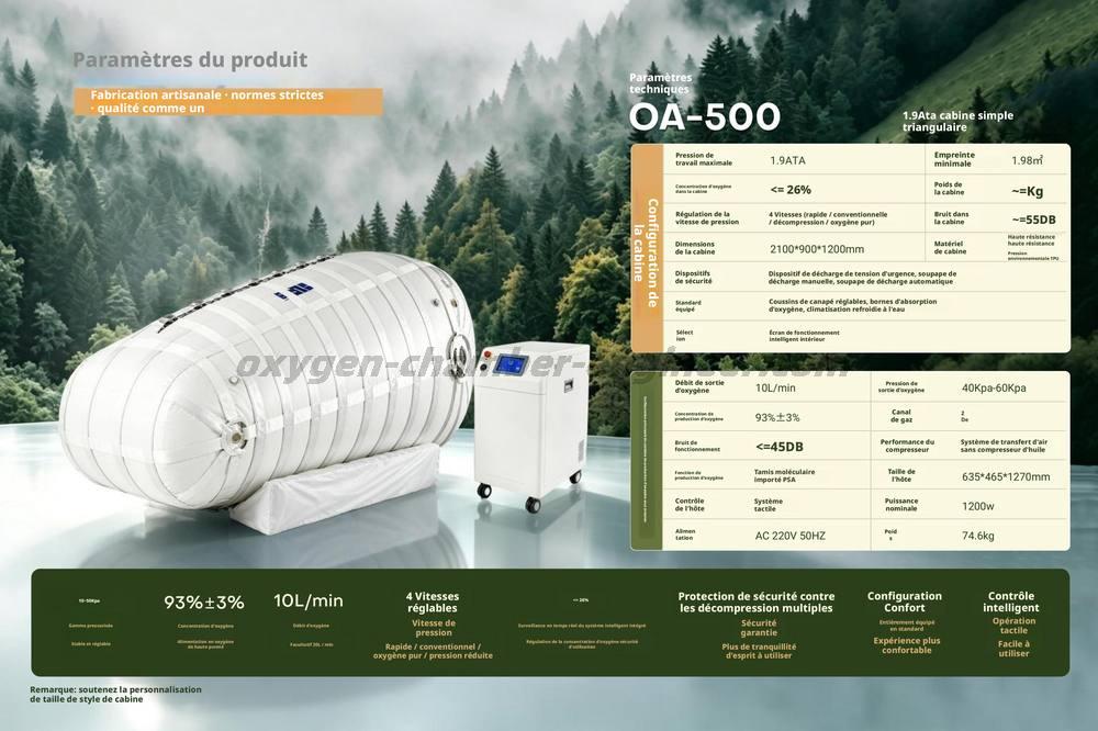 OA - 500 cabine d'oxygène micro haute pression à corps triangulaire simple