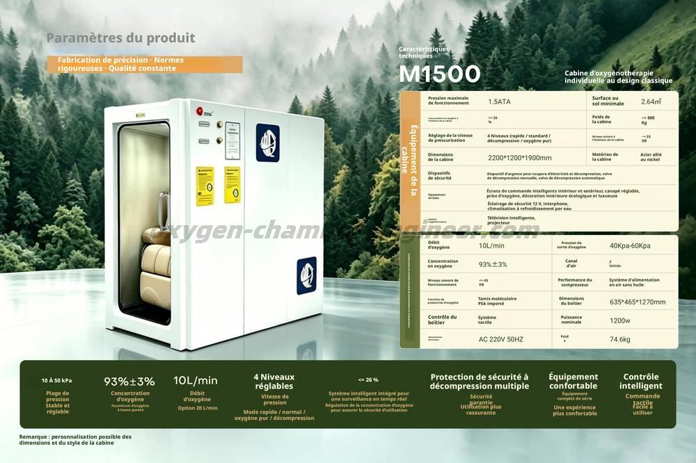 Cabine à oxygène micro haute pression m1500 Classic Single