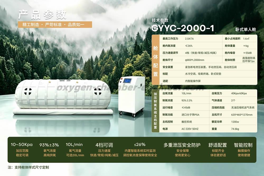 GYYC-2000-1 单人卧式软体微高压氧舱