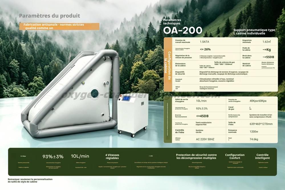 OA - 200 cabine d'oxygène micro haute pression à colonne d'air simple type L