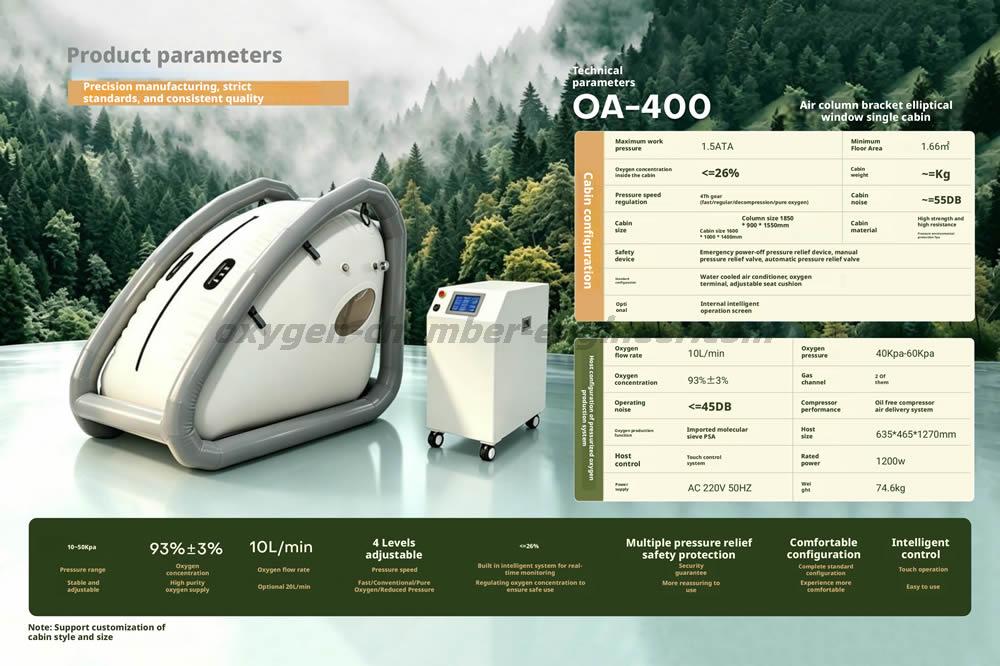 OA-400 single person elliptical soft micro hyperbaric oxygen chamber