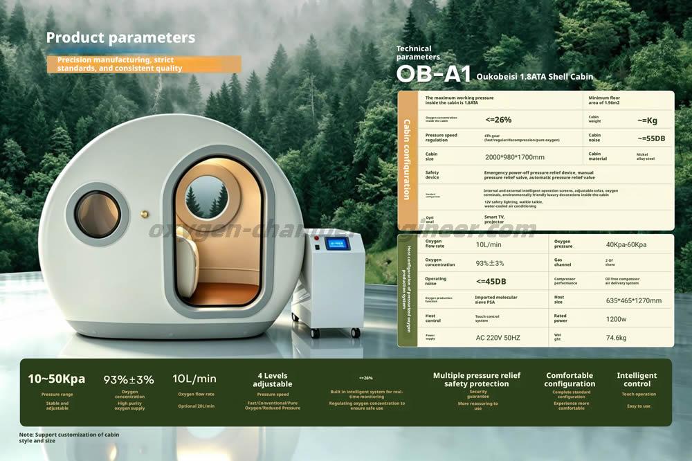 OB-A1 1.8ATA single person shell micro hyperbaric oxygen chamber