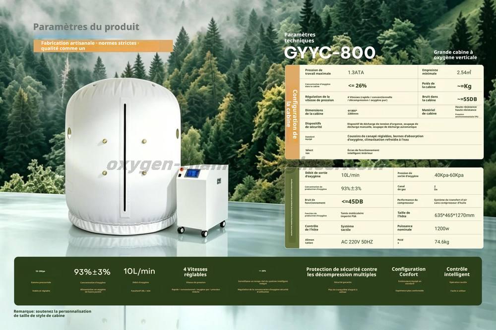 Gyyc - 800 grande cabine d'oxygène haute pression micro verticale