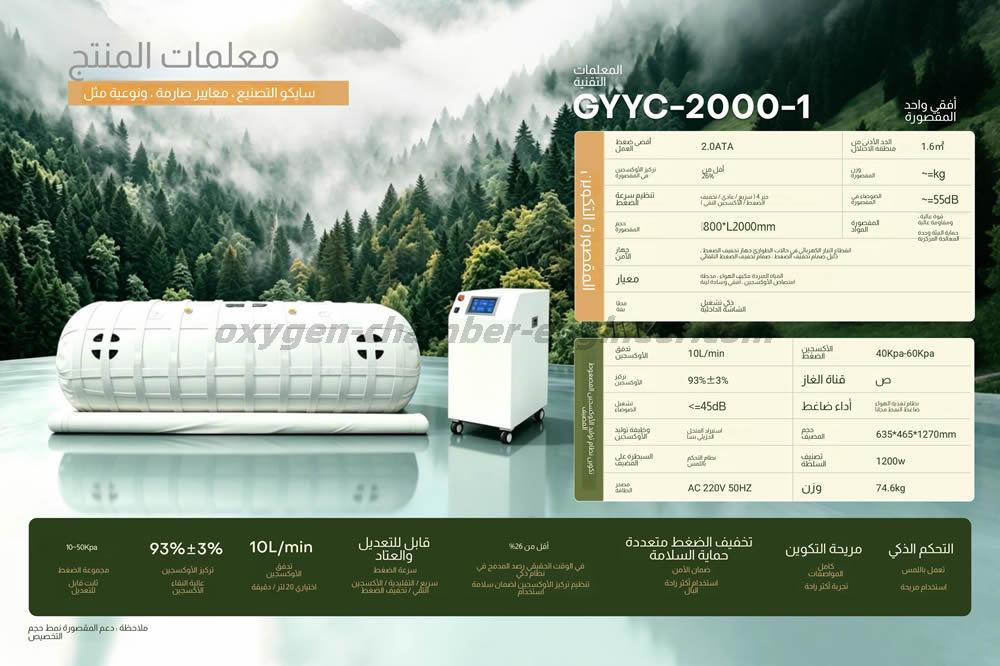 gyyc-2000-1 أفقي واحد لينة مايكرو غرفة الأوكسجين الضغط العالي