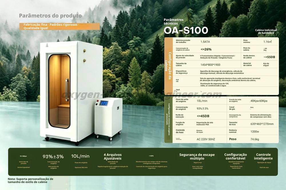 OA-S100 Cámara de oxigênio micro-alta pressão de hardware para um único