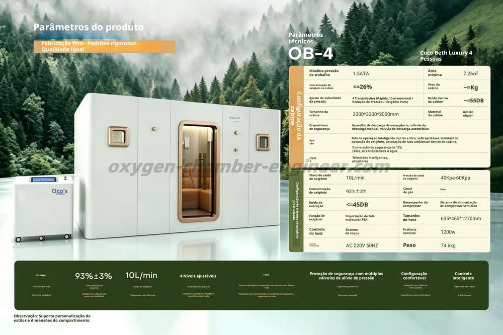 OB-4 Cámara de oxigênio micro-alta pressão para 4 pessoas