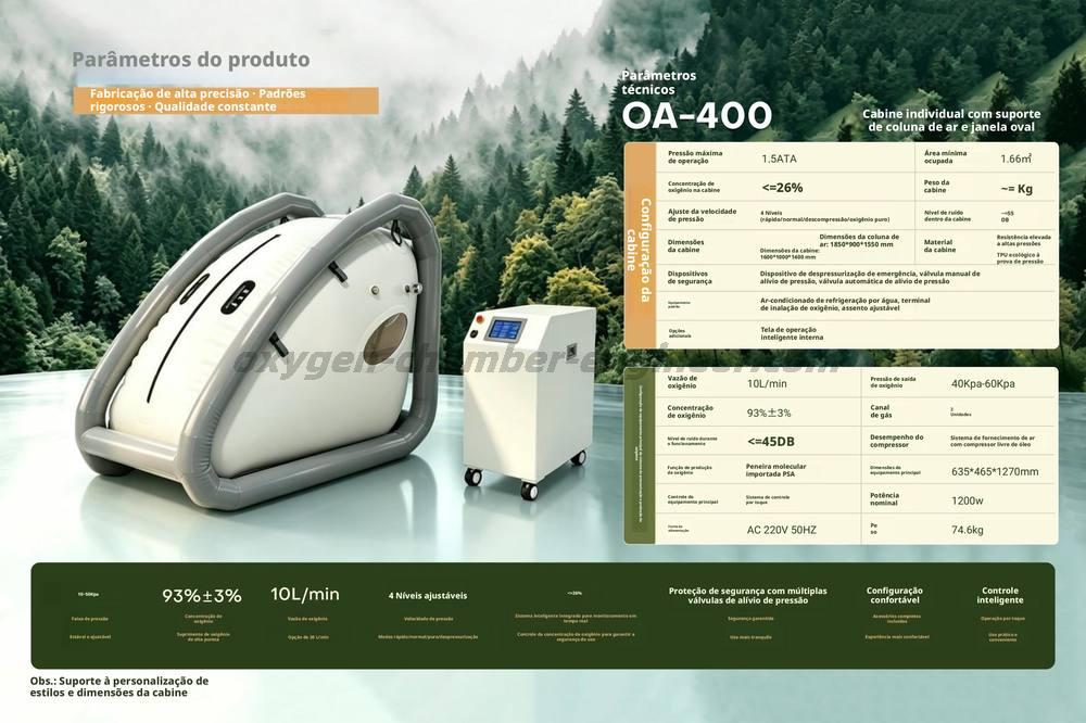 OA-400 Cámara de oxigênio de alta pressão de software oval de coluna de gás única